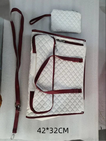Fashionable Women’s Lunch Tote Bag – Quilted Thermal Leak-Proof Handbag with Purse & Laptop Storage - White / 36X16X30cm