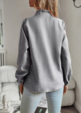 Striped Long Sleeve Shirt Fashion Ruffle Design Button Up Tops Casual Office Blouse Elegant Commuting Women’s Clothing