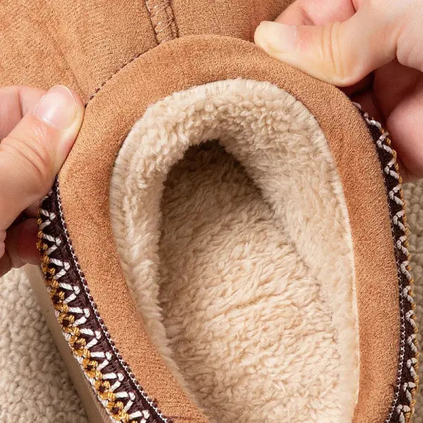 Feslishoet Winter Woman Slippers Plush Interior Anti Slip Sole Thick Bottom Embroider Fashion Warm Slippers Use Indoor