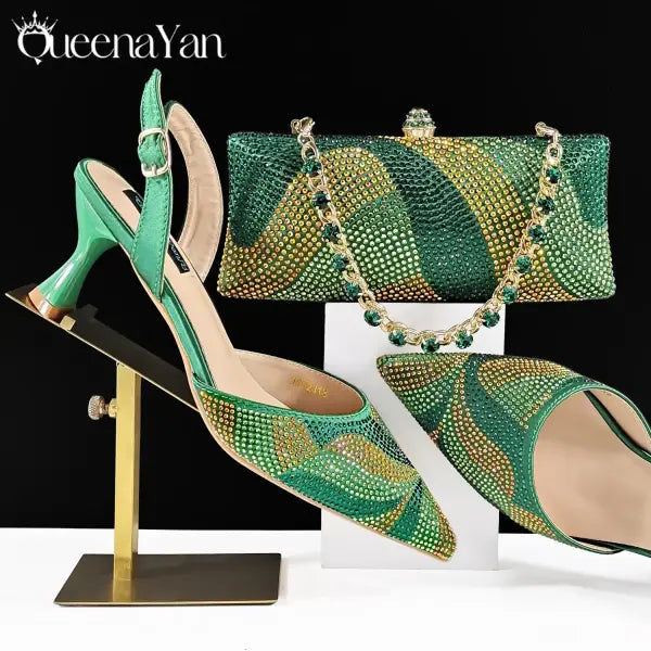 Metal Diamond Sky Blue Pumps Polyurethane Special Occasions - Green / 43 / China Mainland