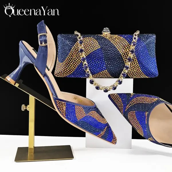 Metal Diamond Sky Blue Pumps Polyurethane Special Occasions - Navy / 43 / China Mainland