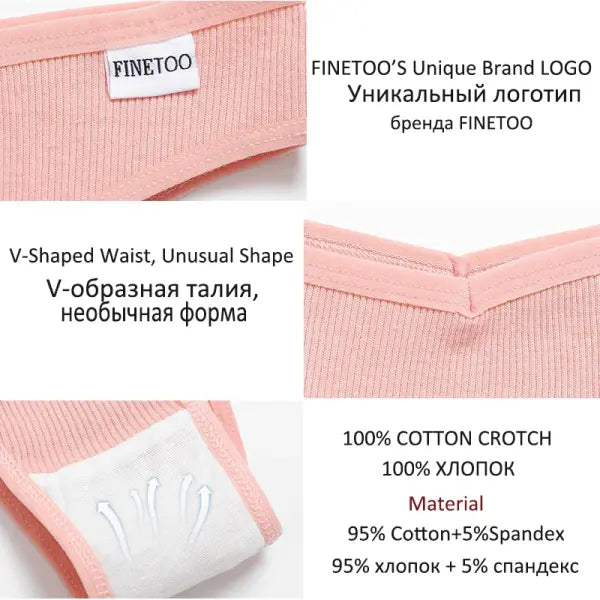 FINETOO 3/5Pcs Cotton Brazilian Panties Women’s Panties Sexy V Waist T-Back Underwear Female Soft Underpants Lady