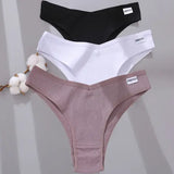 FINETOO 3/5Pcs Cotton Brazilian Panties Women’s Panties Sexy V Waist T-Back Underwear Female Soft Underpants Lady