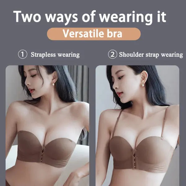 FINETOO Front Closure Sexy Push Up Bra Women Invisible Bras Underwear Lingerie For Female Brassiere Strapless Seamless