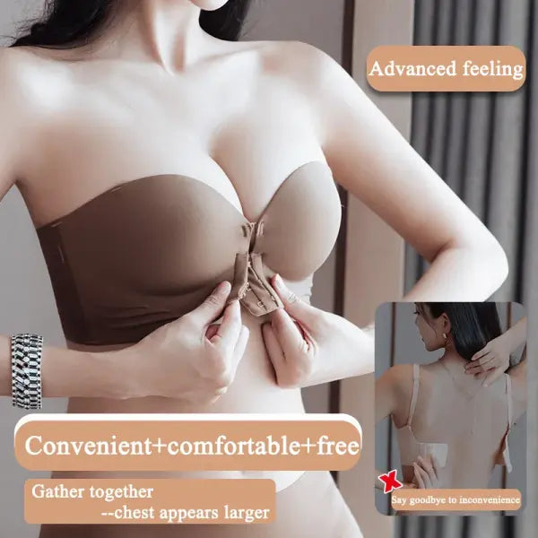 FINETOO Front Closure Sexy Push Up Bra Women Invisible Bras Underwear Lingerie For Female Brassiere Strapless Seamless