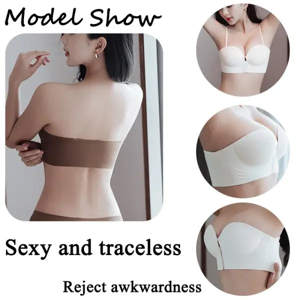 FINETOO Front Closure Sexy Push Up Bra Women Invisible Bras Underwear Lingerie For Female Brassiere Strapless Seamless