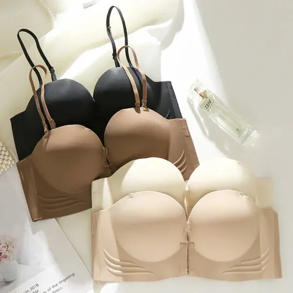 FINETOO Front Closure Sexy Push Up Bra Women Invisible Bras Underwear Lingerie For Female Brassiere Strapless Seamless