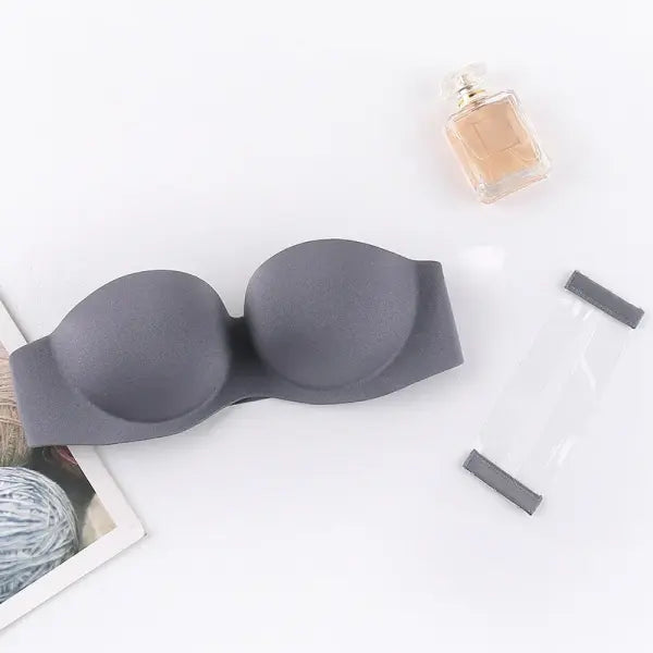 Front Closure Invisible Push Up Bra - Strapless Seamless Bralette - Sexy Non-Slip Lingerie - Grey / One Size / 36(80)
