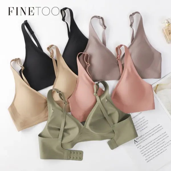 FINETOO Soft Wireless Bra Women Deep V Bras Sexy Bralette Padded Bra S-XL Female Seamless Underwear Comfortable Ladies