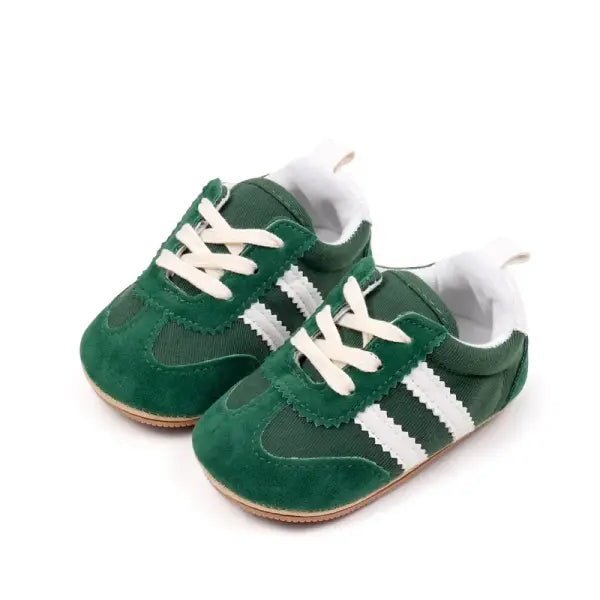 First Walkers Newborn Canvas Sneakers – Soft Sole Toddler Baby Boy Crib Shoes - green / 11cm