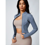 Fitfemme Women’s Slim Fit Full - Zip Long - Sleeve Quick - Dry Breathable Athletic Workout Jacket