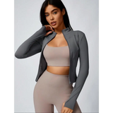 Fitfemme Women’s Slim Fit Full - Zip Long - Sleeve Quick - Dry Breathable Athletic Workout Jacket