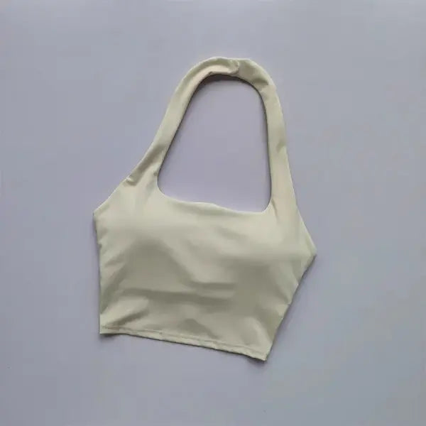 Fitness Bra Workout Tops Gym Fitness Sports Bras Sexy Athletic Sport Bra Women Backless Gym Yoga Crop Top - Beige / S