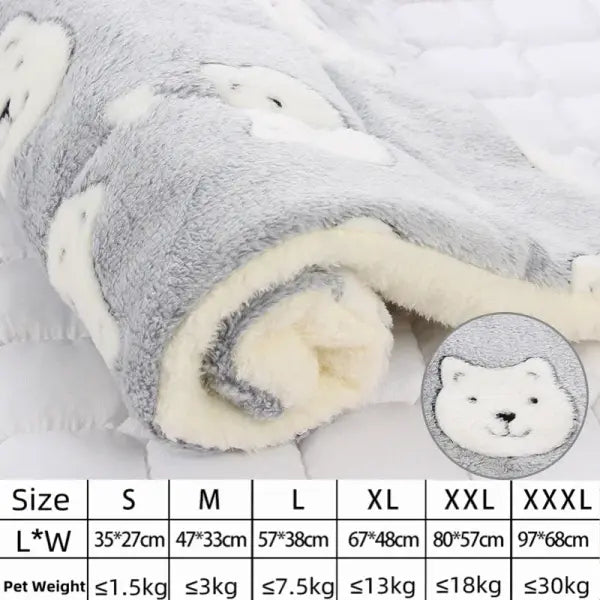 Thicken Flannel Pet Sleeping Mat Ultra-Soft Dog Bed & Cat Blanket Rug for Small to Large Pets - A-gray bear / L