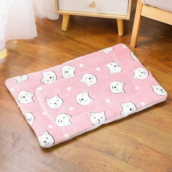 Thicken Flannel Pet Sleeping Mat Ultra-Soft Dog Bed & Cat Blanket Rug for Small to Large Pets - B-pink bear / S
