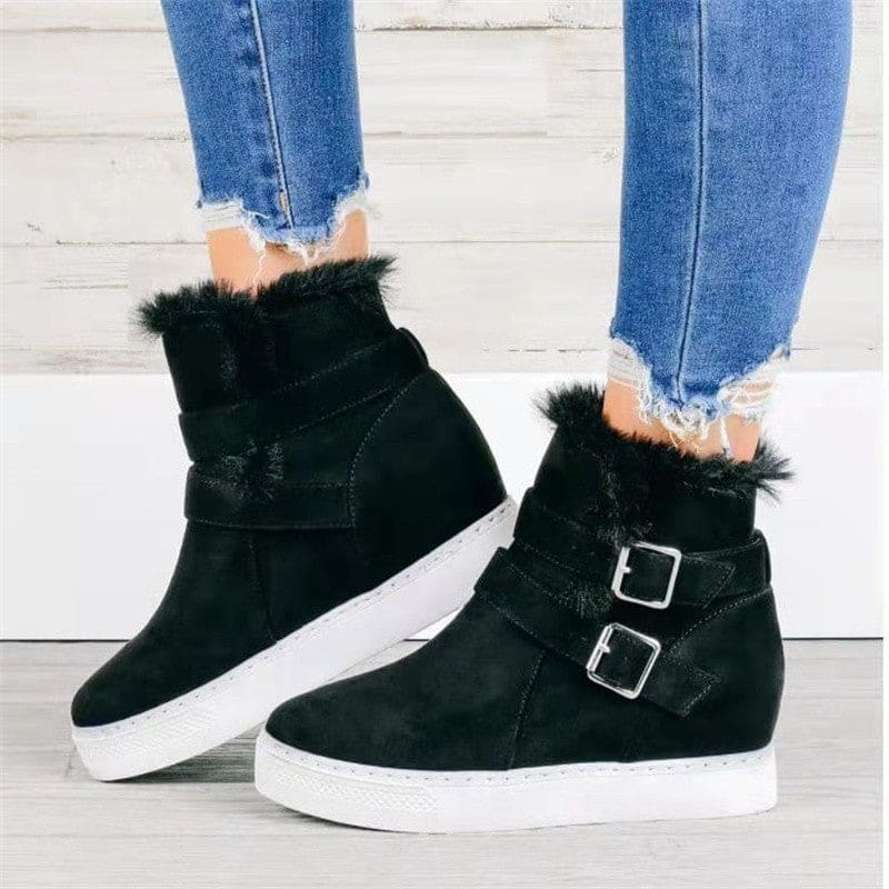 Flat Short Boots Women Fashion Casual - Black / 35