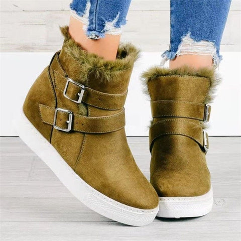 Flat Short Boots Women Fashion Casual - Green / 35