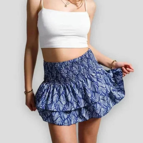 Floral Flair Summer Skirt - Trendy Pleated Short Skirt for Women