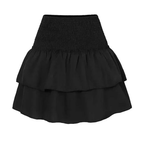 Floral Flair Summer Skirt - Trendy Pleated Short Skirt for Women - Black / XL