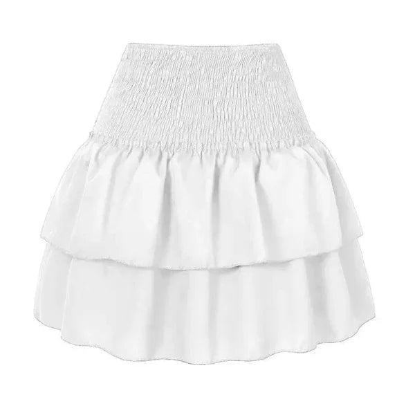 Floral Flair Summer Skirt - Trendy Pleated Short Skirt for Women - White / S