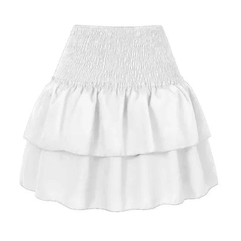 Floral Flair Summer Skirt - Trendy Pleated Short Skirt for Women - White / S