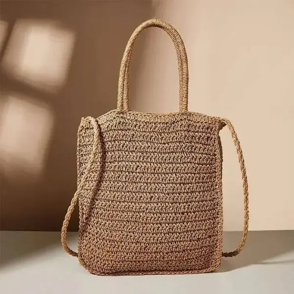 Floral Handbag Featuring a Stylish Handwoven Straw Bag for Summer