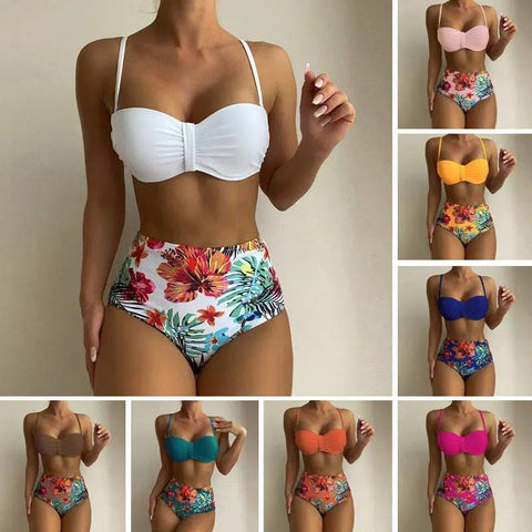 Floral Print Swimsuit - Spaghetti Strap Bikini & 2 Piece Swimsuits - 4