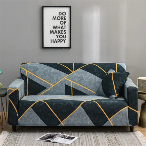 Floral Printed Stretch Sofa Cover with Elastic Band - Furniture Protector for Living Room - Color 21 / 1pc Single set