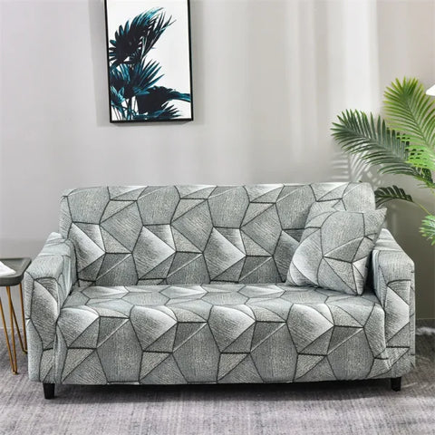 Floral Printed Stretch Sofa Cover with Elastic Band - Furniture Protector for Living Room - Color 15 / 1pc Single set