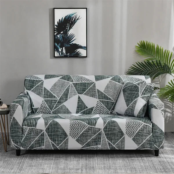 Floral Printed Stretch Sofa Cover with Elastic Band - Furniture Protector for Living Room - Color 28 / 1pc Single set