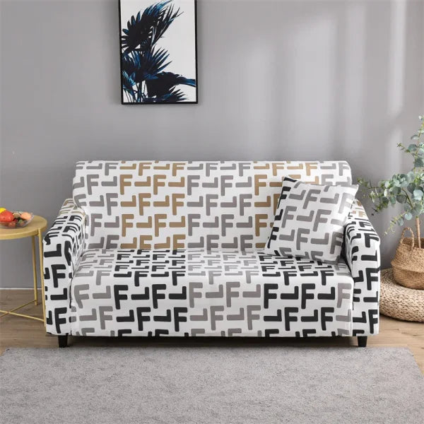 Floral Printed Stretch Sofa Cover with Elastic Band - Furniture Protector for Living Room - Color 01 / 1pc Single set