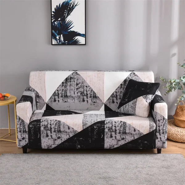 Floral Printed Stretch Sofa Cover with Elastic Band - Furniture Protector for Living Room - Color 10 / 1pc Single set