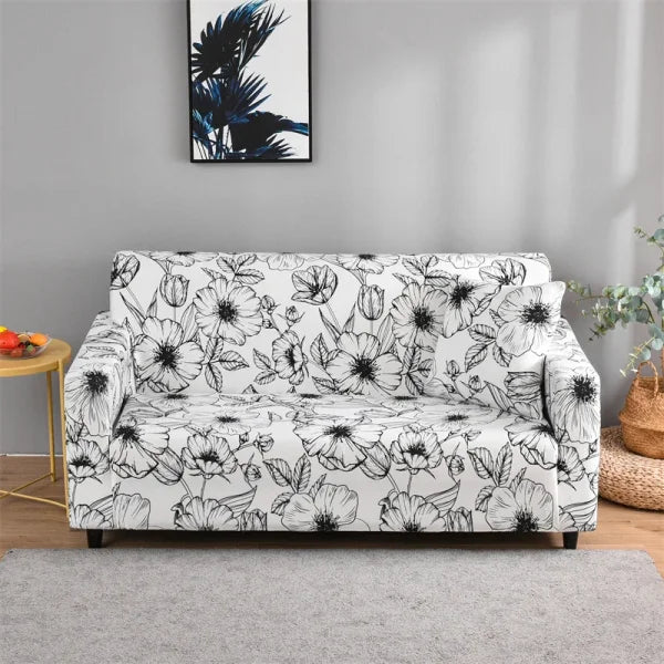 Floral Printed Stretch Sofa Cover with Elastic Band - Furniture Protector for Living Room - Color 07 / 1pc Single set