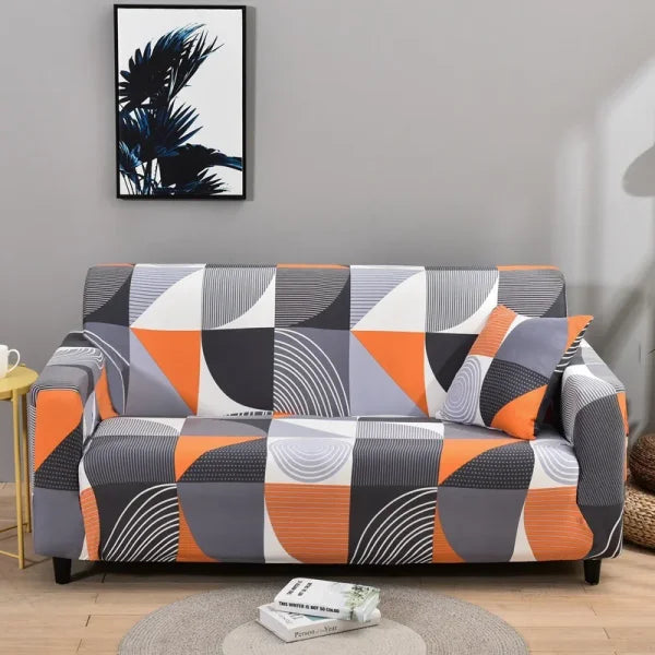 Floral Printed Stretch Sofa Cover with Elastic Band - Furniture Protector for Living Room - Color 02 / 1pc Single set