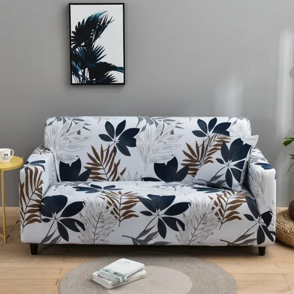 Floral Printed Stretch Sofa Cover with Elastic Band - Furniture Protector for Living Room - Color 06 / 1pc Single set