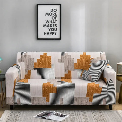 Floral Printed Stretch Sofa Cover with Elastic Band - Furniture Protector for Living Room - Color 17 / 1pc Single set