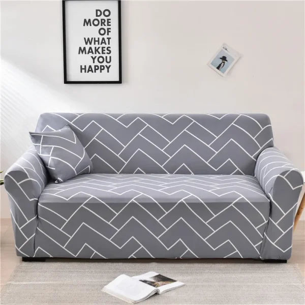 Floral Printed Stretch Sofa Cover with Elastic Band - Furniture Protector for Living Room - Color 23 / 1pc Single set