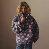 Floral Pullover with Pocket – Casual Street Style Sweatshirt - Earrings