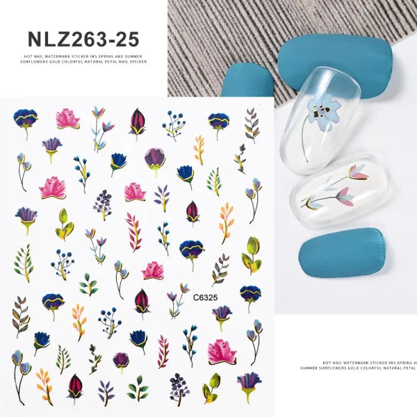 Floral Self-Adhesive Sticker for Women's Fashion and Artificial Nails - Himpall