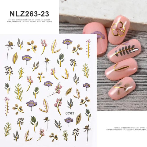 Floral Self-Adhesive Sticker for Women's Fashion and Artificial Nails - Himpall