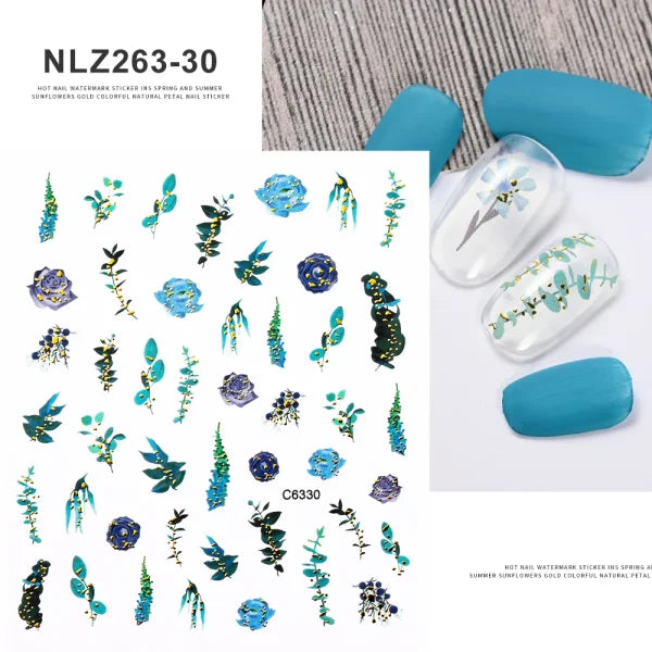 Floral Self-Adhesive Sticker for Women's Fashion and Artificial Nails - Himpall