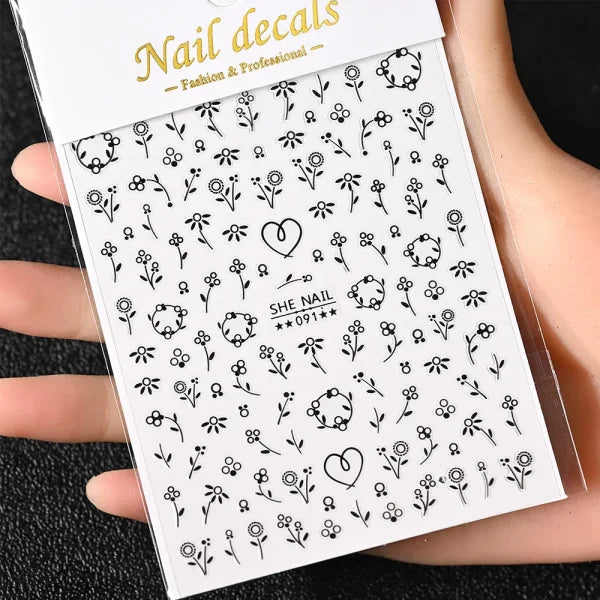 Floral Self-Adhesive Sticker for Women's Fashion and Artificial Nails - Himpall