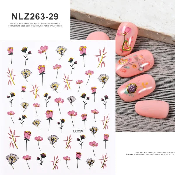 Floral Self-Adhesive Sticker for Women's Fashion and Artificial Nails - Himpall