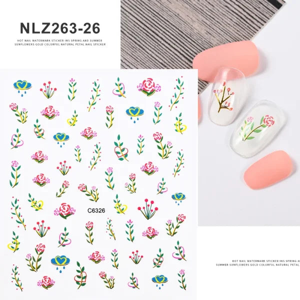 Floral Self-Adhesive Sticker for Women's Fashion and Artificial Nails - Himpall