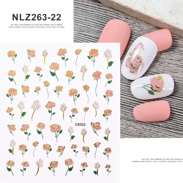 Floral Self-Adhesive Sticker for Women's Fashion and Artificial Nails - Himpall