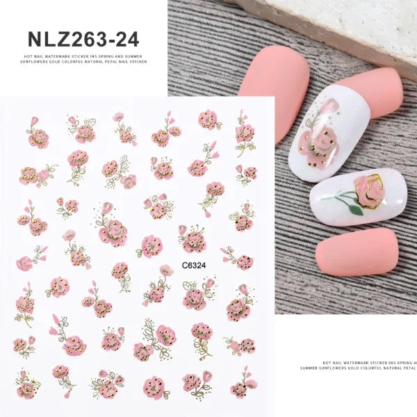 Floral Self-Adhesive Sticker for Women's Fashion and Artificial Nails - Himpall