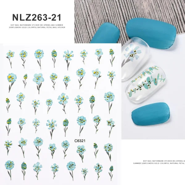 Floral Self-Adhesive Sticker for Women's Fashion and Artificial Nails - Himpall