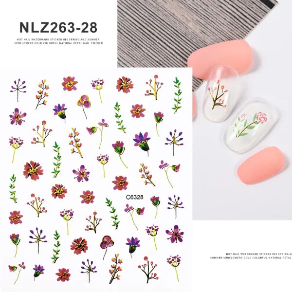 Floral Self-Adhesive Sticker for Women's Fashion and Artificial Nails - Himpall