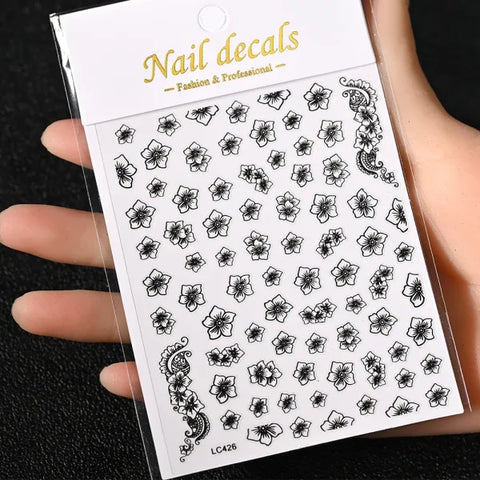 Floral Self-Adhesive Sticker for Women's Fashion and Artificial Nails - Himpall