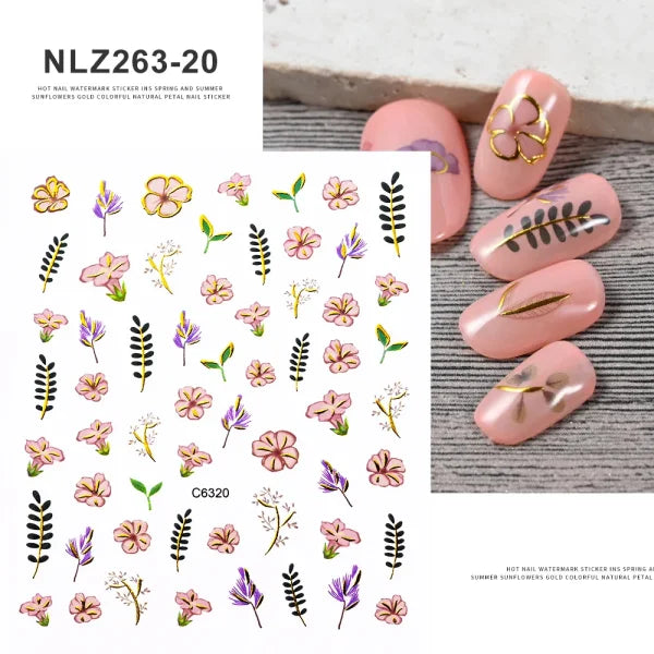 Floral Self-Adhesive Sticker for Women's Fashion and Artificial Nails - Himpall